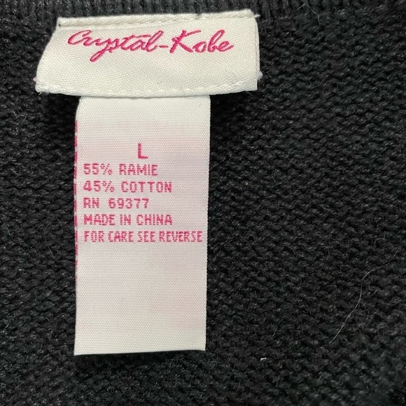 Cristal Kobe  women’s black knit Christmas sweater/ Cardigan size Large snowflak - Picture 6 of 6